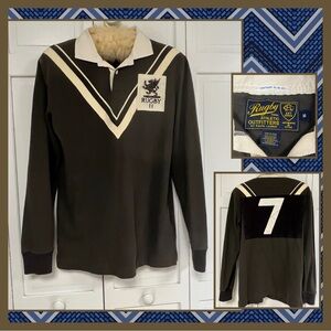 Rugby Ralph Lauren Men's Rugby Shirt, 100% Cotton Vintage Slim M Crest #7 Patch